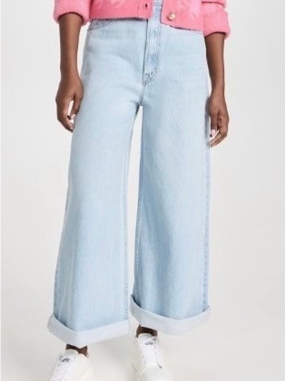 MOTHER SNACKS Light Blue High-Rise Wide-Leg Jeans PushPop